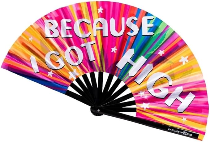 Kandies World Custom Festival Folding Hand Fan - Unique Designs, Made of Bamboo, Clacking Sound, Lightweight - Perfect Rave and Festival Accessory!