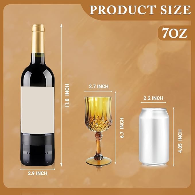 Plastic Wine Glasses，100PCS Amber Plastic Goblets Vintage Style Cordial Drinking Glasses for Wedding Reception, Grand Event Party Supplies (100, Amber)