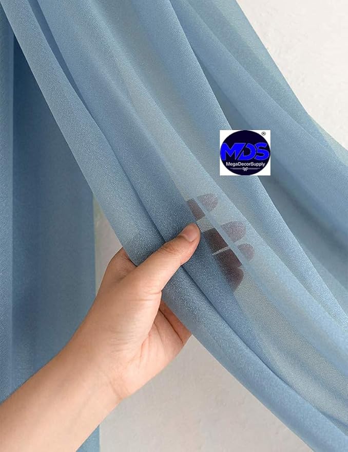 MDS Halloween Chiffon Draping Fabric - 1 Panel, 30" Wide x 100ft Long - Sheer Spooky Arbor & Canopy Drapery for Haunted House Backdrops, Party Ceilings, DIY Costumes & Themed Events - Dusty Blue