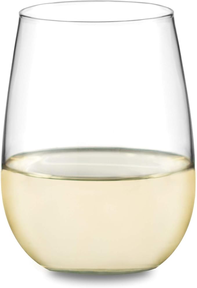 Wine Glasses Set of 12, Stemless Red and White, Dishwasher Safe