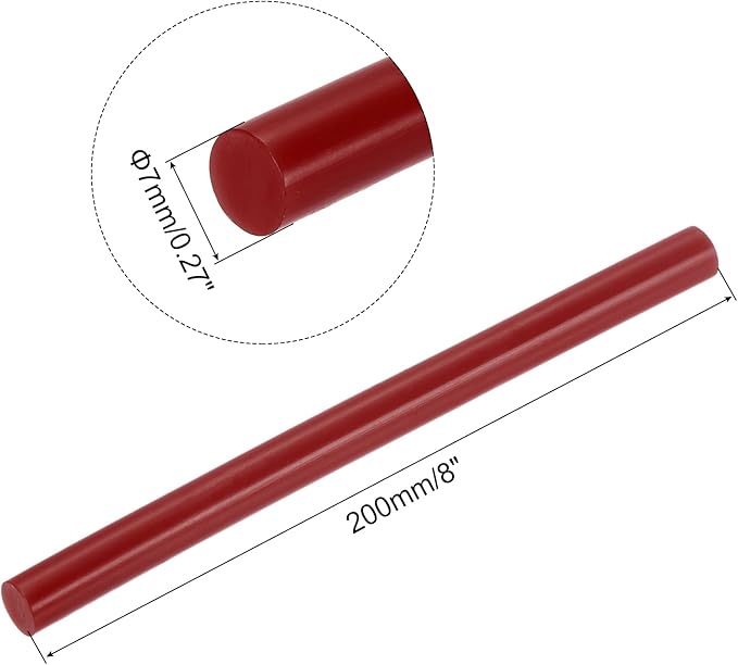 uxcell 20pcs Hot Glue Sticks for Glue Gun 7mm/0.27-inch x 8-inch Mini Hot Melt Adhesive Glue Stick Wine Red