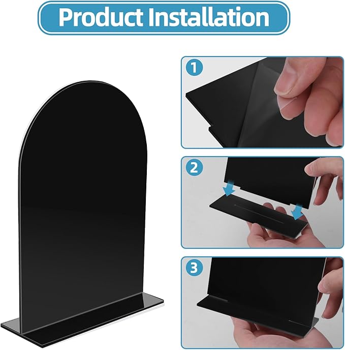 Tabletop Signs, 12 Pack Arched Acrylic 5 x 7 Inch Blank Reusable Plates