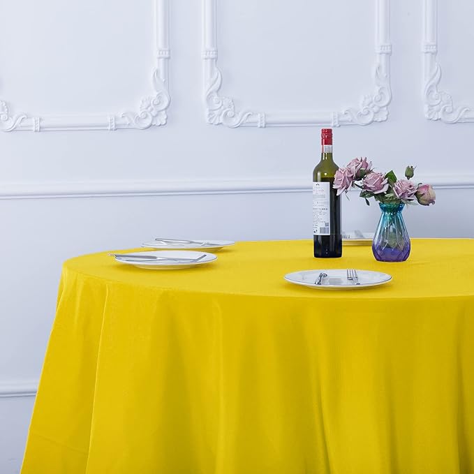 Ascoza 2pack 70 Inch Yellow Round Tablecloth in Washable Polyester Fabric for Wedding/Banquet/Restaurant/Parties…