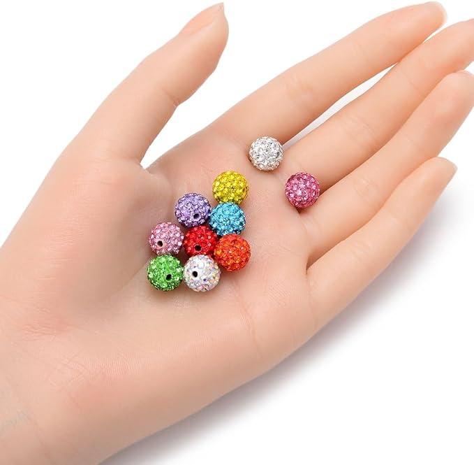 25pcs Adabele Grade A Suncatcher Crystal Rhinestone Pave Loose Beads 10mm Light Rose Pink Polymer Clay Disco Ball Spacers Compatible with Shamballa All Craft Jewelry Making DB10-55