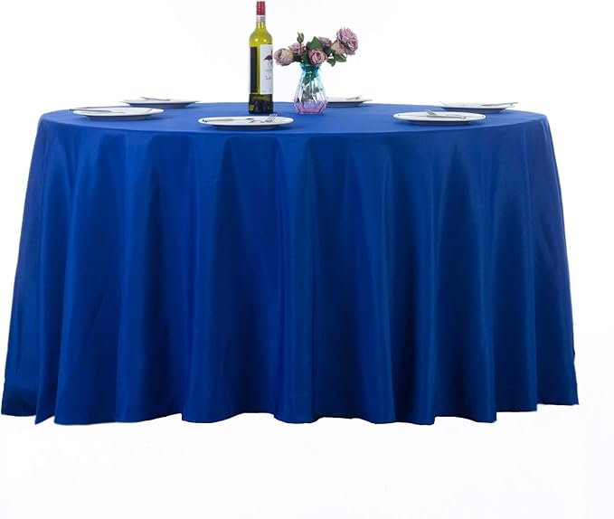 Ascoza 2pack 120 Inch Royal Blue Round Tablecloth in Washable Polyester Fabric for Wedding/Banquet/Restaurant/Parties
