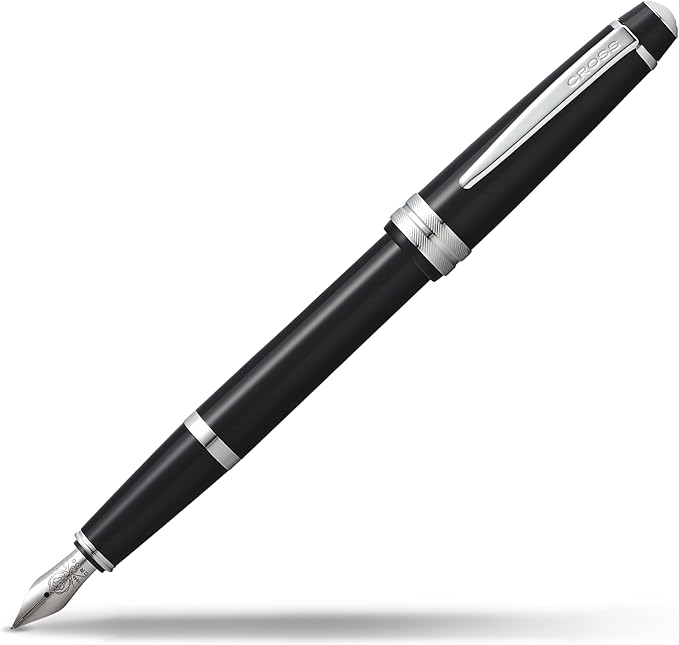 Cross Bailey Light Refillable Fountain Presented in a Everyday Gift Box - Medium Point, Black Ink, Polished Black