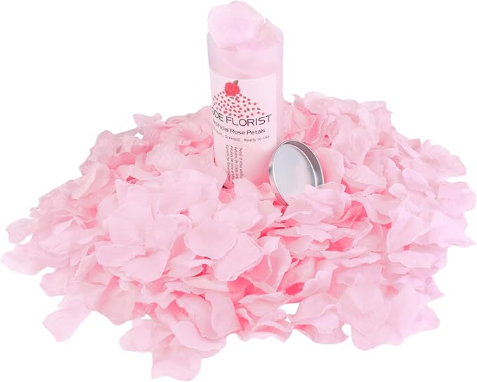 CODE FLORIST 1100 PCS Silk Rose Petals for Valentine's Day,Fake Rose Petals for Romantic Night,Wedding,Proposal Anniversary Flower Decorations(Separated,Scented,Light Pink)