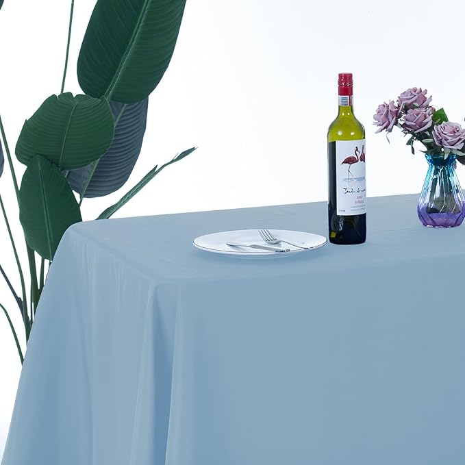 Ascoza 2pack 90x156 Inch Blue Mist Rectangular Tablecloth 8 Feet Table Cloth in Polyester Fabric for Wedding/Banquet/Restaurant/Parties