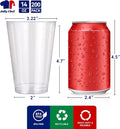 Clear Plastic Party Cups, 14 oz, 200 Count, Heavy-Duty Disposable