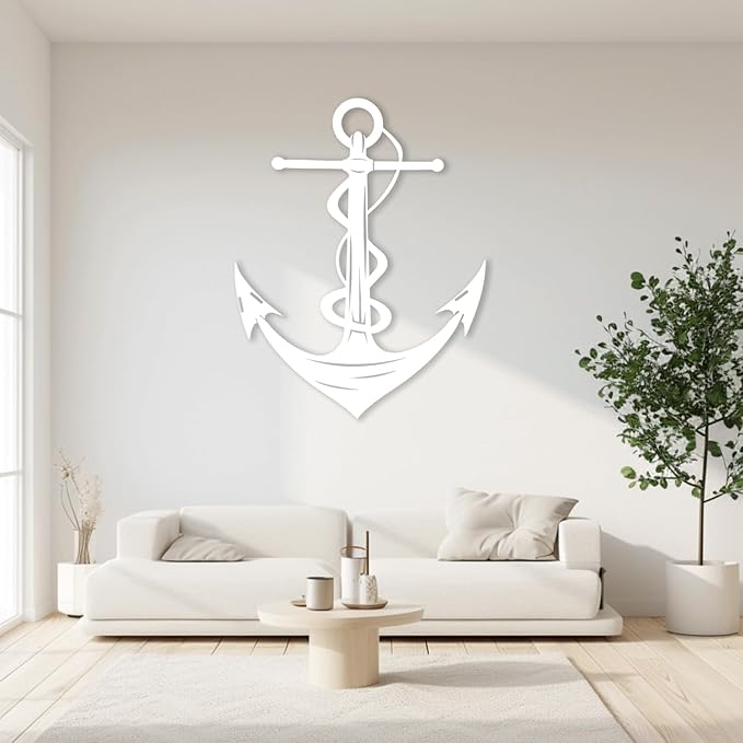 XXQ Anchor Metal Wall Decor, Anchor Metal Wall Art for Bedroom Living Room Dorm Antique Anchor Wall Decor Antique Metal Anchor Farmhouse Decor (Whhite, 39" x 59" / 100 x 150cm)