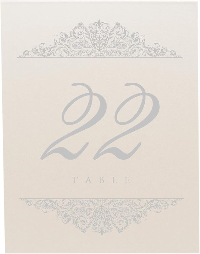 Paisley Table Number Cards, 1-175, Pearlescent Champagne Heavyweight