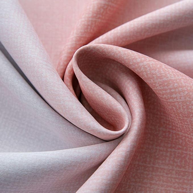 FANLI Ombre Rainbow Blackout Curtains for Kid Girls Bedroom Living Room Darking Stripe Double Layer Star Cut Out Wall Home Decor Gradient Grommet Window Curtains (Pink/Grey, 52W x 84L)