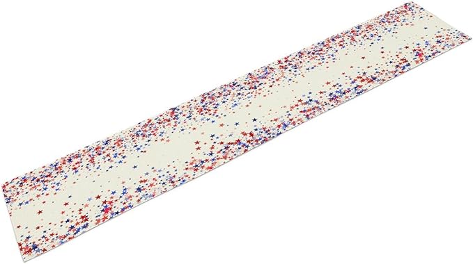 Independence Day Table Runner, 4th of July Red Blue Stars American President Day Holiday Confetti Print Table Cover for Kitchen Dining Table Indoor Outdoor Party, 13x120inch