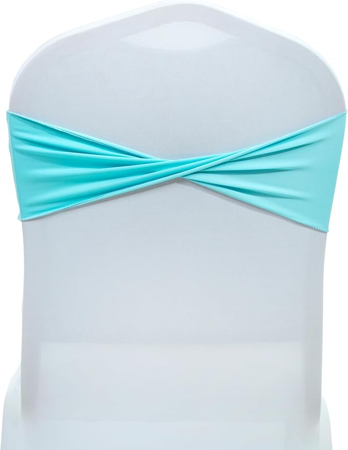 Dining Chair Slipcovers, 125 Pack Aqua Spandex Bow Sashes