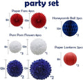 Red White Party Decorations Paper Pom Poms Honeycomb, 16pcs – Navy Blue