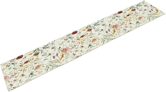 Floral Butterfly Table Runner,Rustic Colorful Flower Botanical Watercolor Pattern Print Burlap for Hotel Indoors Outdoor Dining Room Kitchen Holiday Party, 13x90in