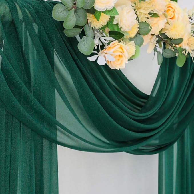 Outdoor Curtain Fabric, Emerald Green Sheer Chiffon, 29-Inch Wide