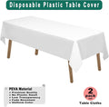 Plastic Tablecloths Disposable Table Covers 54 X 108 Inch, 2 Pack – White