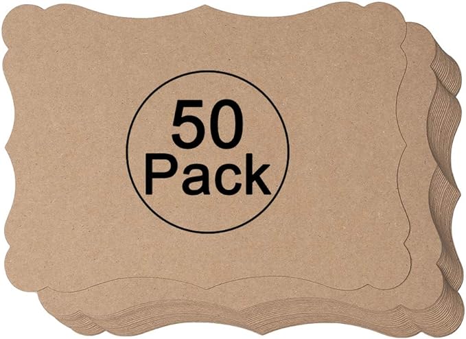 50 Pack Blank Kraft Cards Cardstock Thick Paper Brown Greeting Cards for DIY Gift Card Menus, Baby Shower and Wedding Invitations (Kraft Color, 4x6IN)
