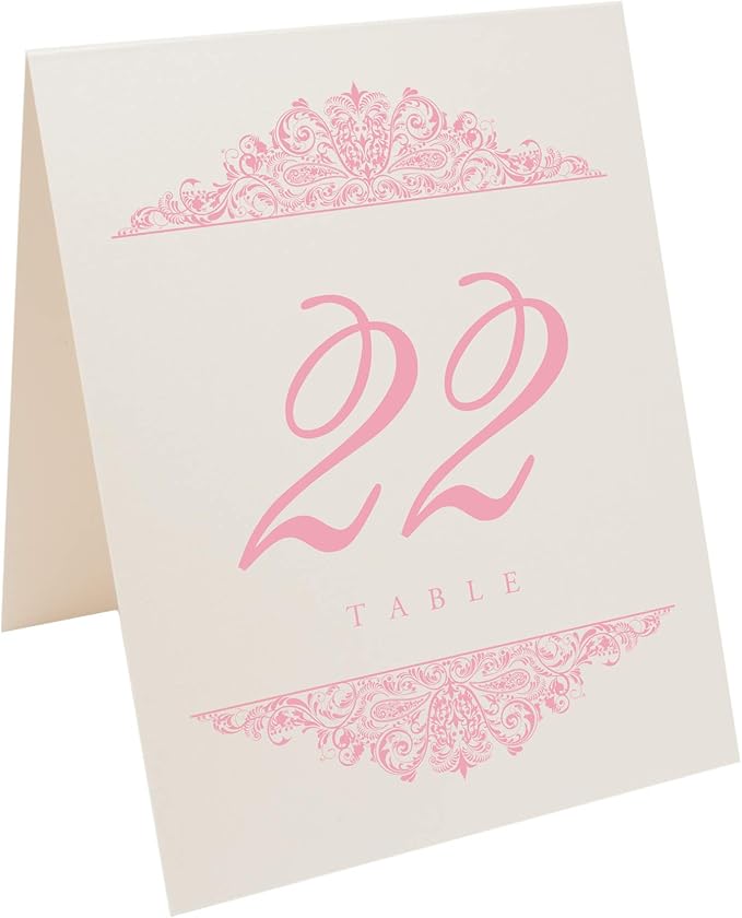 Serveware Accessories - Pink Paisley Table Number Cards 1-200, 4.25 x 5.5 Inch