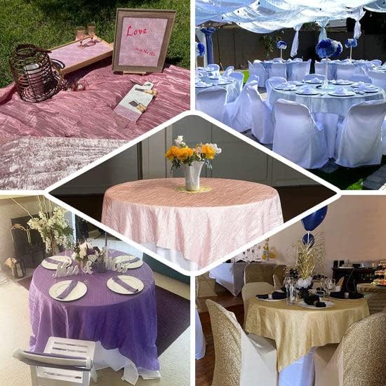 Tableclothsfactory 72"X72" Dusty Blue Accordion Crinkle Taffeta Table Overlay, Square Tablecloth Topper