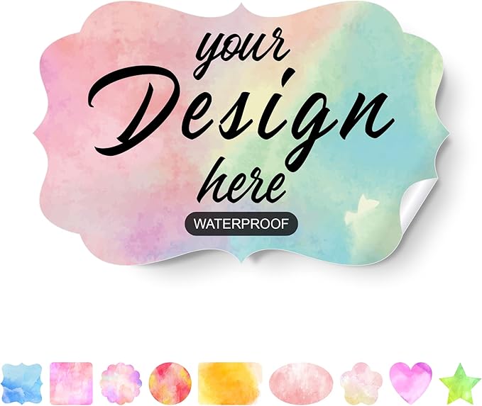 Custom Stickers Personalized Labels - Customized Stickers with Any Design Image Logo Text,Custom Stickers for Business Logo,Custom Thank You Label Stickers,100 Labels (Fancy Frame,4"x2")