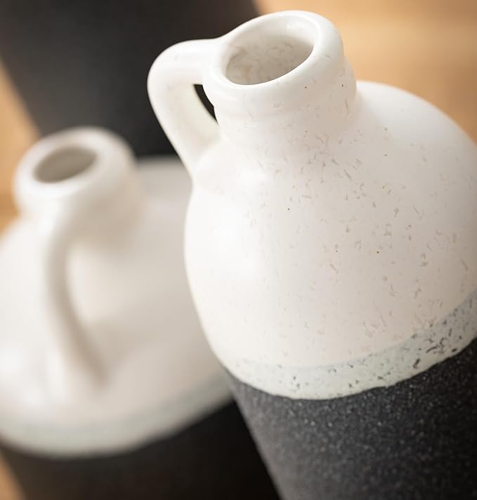 Sullivans Jug Vase Set, Two Tone White and Grey Texture Farmhouse Decor for Your Kitchen, Bedroom, Office, Living Room, & Bathroom, Coffee Table Decor, Aesthetic Centerpiece Decorations (CM2945)