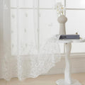 VISIONTEX White Voile Curtains, Decorative White Embossed Butterflies Rod Pocket Window Drapes for Home Kitchen, Living Room and Bedroom 54 x 84 Inch, Set of 2 Curtain Panels