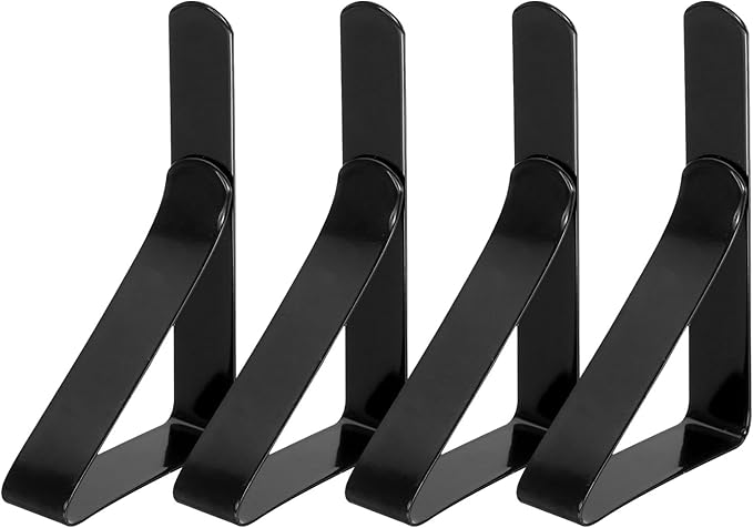 uxcell 4 Pack Tablecloth Clips, Stainless Steel Table Cloth Cover Clamps, 2.95" x 1.77" Windproof Holder Clips for Home Party Picnic Wedding Camping Dining Tables, Black