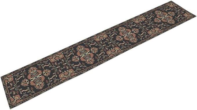 Boho Paisley Farmhouse Table Runner, Vintage Red Blue Retro Flower Rustic Country Style Floral Print Pattern for Home Kitchen Table Decor Dining Coffee Room Garden Party Decor 13x36in