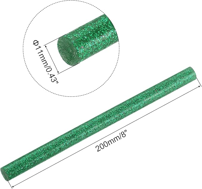 uxcell 20pcs Hot Glue Sticks for Glue Gun 11mm/0.43-inch x 8-inch Mini Hot Melt Adhesive Glue Stick Glitter Green