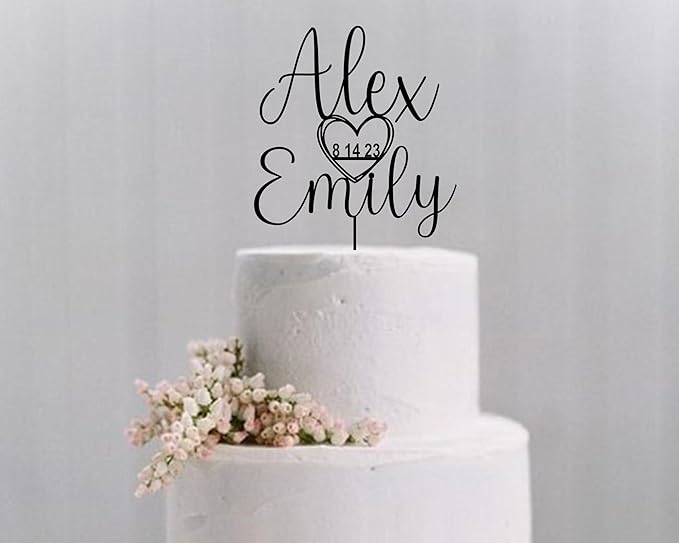 Personalized Wooden Wedding Cake Topper, 6 x 8 Inches