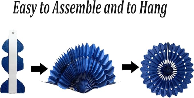15pcs 6'' 8'' 10'' Paper Fans Decorations Round Blue Tissue Paper Fans Decor Hanging Paper Fans Set Party Paper Honeycomb Fans Decorations for Party Birthday Wedding Events White Blue Pack