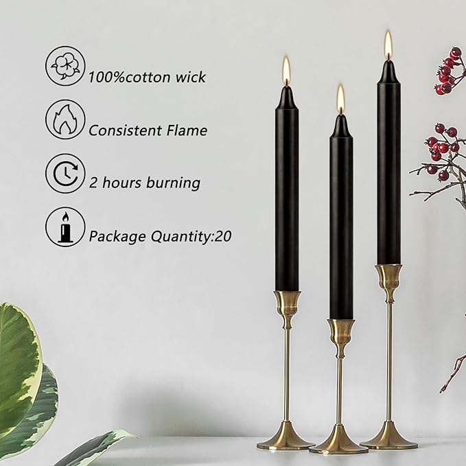 Unscented Black Spell Chime Candle-4 Inch Tall Taper Candles-20 Pcs Chime Candles, Mini Smokeless Candles for Rituals, Prayer,Dinners, Parties, Ceremonies, Shabbat
