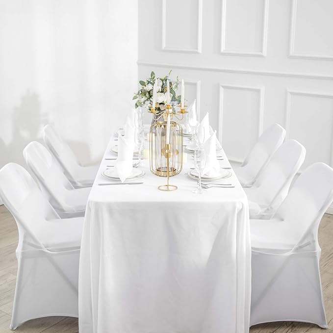 Ascoza 6pack 60x102 Inch White Rectangular Tablecloth 6 Feet Table Cloth in Polyester Fabric for Wedding/Banquet/Restaurant/Parties