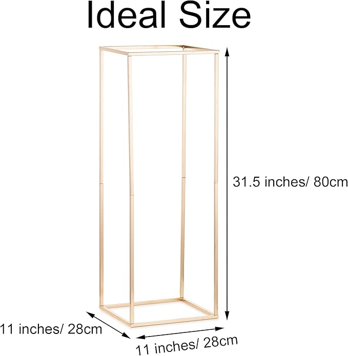 Vase Stand in Gold Metal, 31.5 Inch Geometric Table Centerpiece