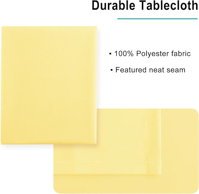 Hiasan Light Yellow Rectangle Tablecloth - Waterproof and Spillproof Washable Fabric Table Cloth for Dining Room Kitchen Party and Outdoor, 60 x 84 Inch