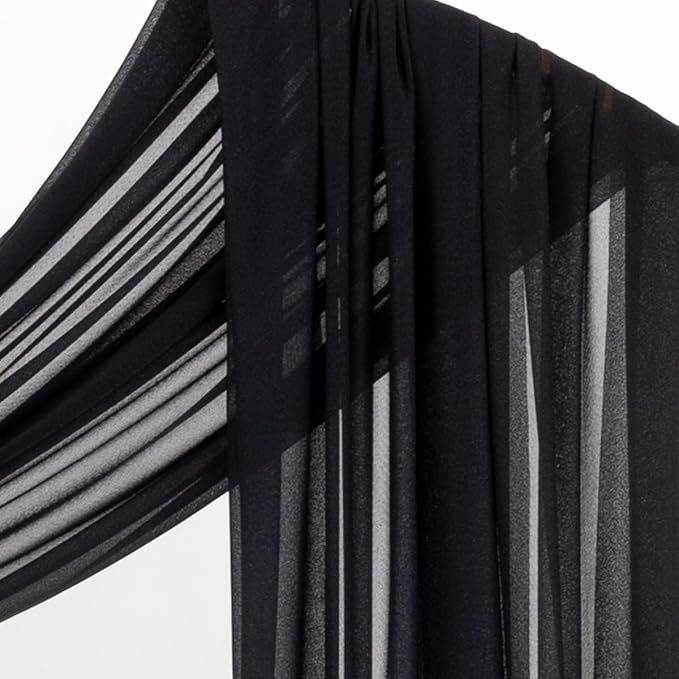 Outdoor Curtains - Black Sheer Chiffon Arch Drapes, 4 Panels at 29 x 20 Ft