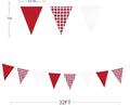Party Decorations Red Plaid Checkered White Triangle Flag, 32Ft – Red