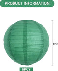 Paper Lanterns Set of 6 Round Green 12-Inch Hanging Decor