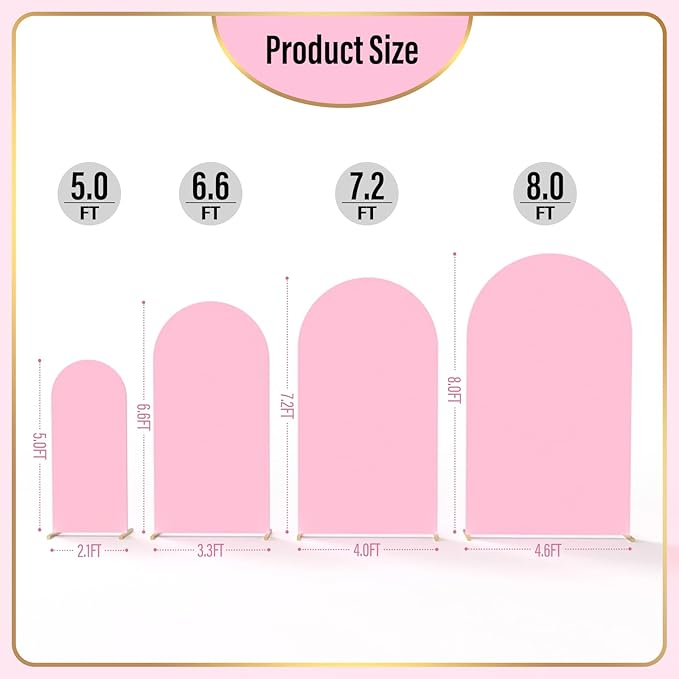 LEBENGURU Upgraded 5FT Wedding Arch Cover, Light Pink Spandex Fitted Arch Backdrop Cover, Round Top Chiara Stand Covers for Birthday Party Baby Shower Banquet Balloon Décor