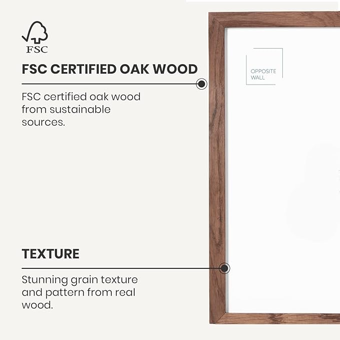 Opposite Wall - 50x70 cm - Dark Oak Wood Picture Frame - Lightweight, Versatile & Shatterproof - Wall Hanging Photo or Poster Frame - Wall Decor for Office, Gallery & Home, 19 3/4 x 27 1/2 in