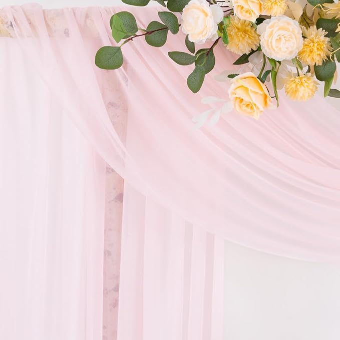 Outdoor Curtains: Blush Pink Sheer Chiffon Arch Drape, 29 x 236 Inch
