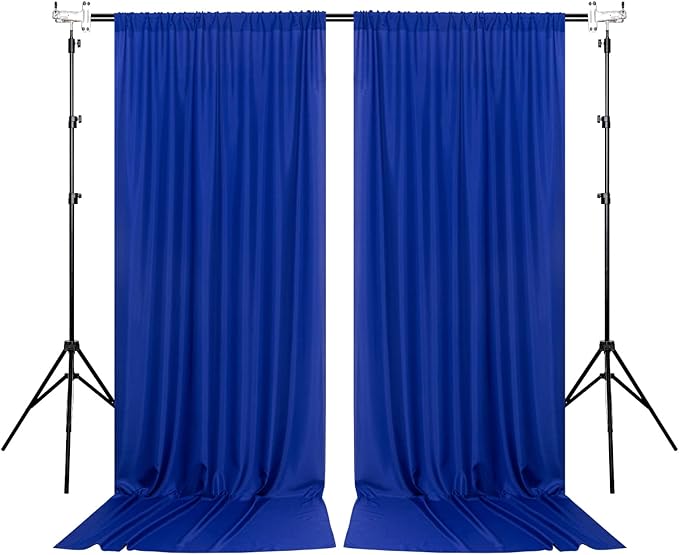 10ft x 10ft Royal Blue Backdrop Curtains for Party Stage Wedding Ceremony Light Filtering Curtains Photography Backdrop for Baby Showers Rod Pocket Home Sliding Door Decoration, 5ft x 10ft, 2 Panels