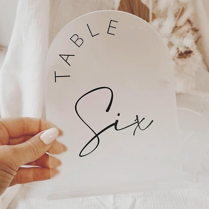 Table Number Place Cards Frosted Acrylic Arch 5x7 Inch Set of 25