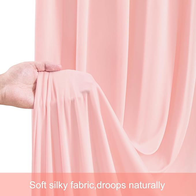 Backdrop Curtain Set, Blush Pink, 4 Panels, 5ft x 12ft Wrinkle-Free