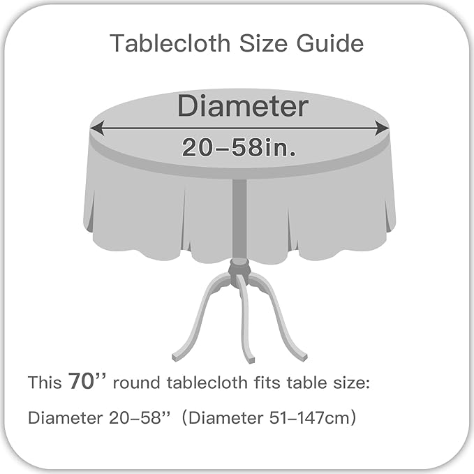 maxmill Fall Round Tablecloth Linen Texture Stain Resistant Waterproof Anti-Shrink Spillproof Washable Soft Table Cloth for Dining Room, Farmhouse Harvest Thanksgiving Holiday Party, 70 Inch, Amber