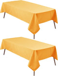 Hiasan 2 Pieces Solid Rectangle Tablecloth - Waterproof and Spillproof Washable Table Cloth for Dining Tables, Orange Yellow, 54 x 80 Inch