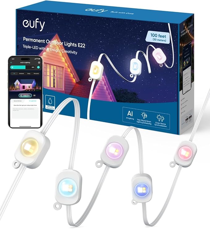 Outdoor String Lights, 50 ft, RGB Warm and Cool White LEDs, IP65