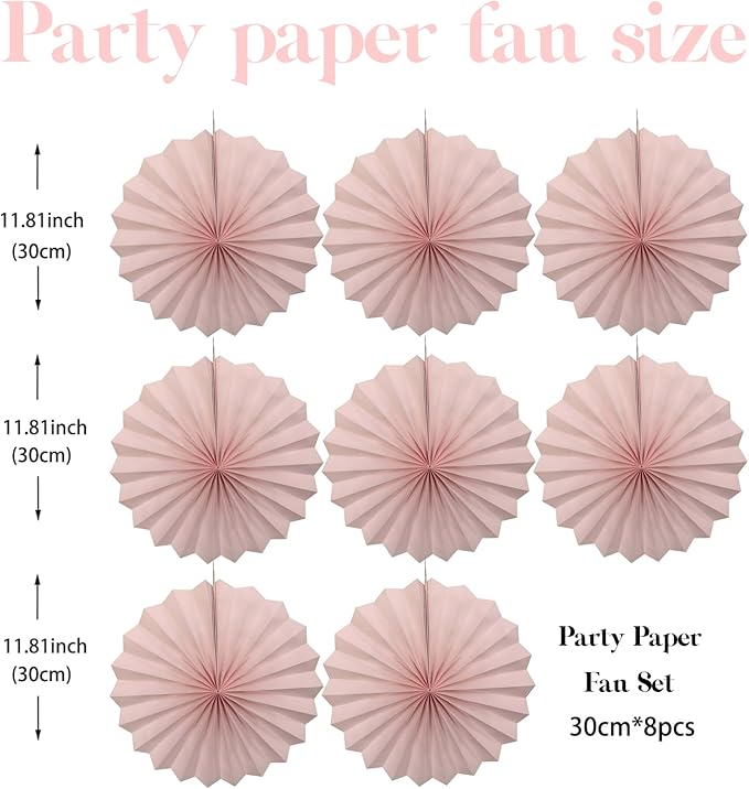 Pink Birthday Decorations,DIY Pink Paper Fans Hanging Decoration ,Party Supplies Party Fans 12in, Pink Christmas,Wedding Graduation Events Accessories 30 Color DIY Set (Baby Pink)
